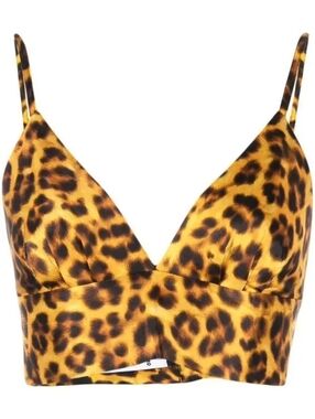 NWT $145 SANDRO Cannes Cropped Leopard-Print Top Large (Size 3)